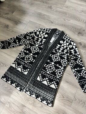 NWT Frye Black & White Open Cardigan Sweater - Women’s Size Large